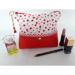 Trousse maquillage simili cuir, vichy rouge