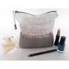 Trousse maquillage simili, liberty gris, coton manuscrit