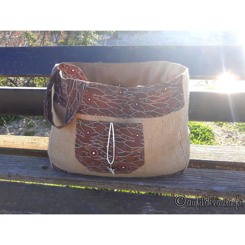 Sac Shopping Réutilisable En Jute Naturel Avec Foulard - Grand Format 46x35cm - Écologique Et Personnalisable