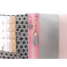 Portefeuille femme simili rose clair, coton japonais - Détail breloques