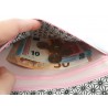 Portefeuille femme simili rose clair, coton japonais - Compartiment billets&monnaie
