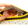 Portefeuille femme simili cuir tressé noir et jaune citron - Compartiment billets et monnaie