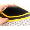 Portefeuille femme simili cuir tressé noir et jaune citron - Compartiment papiers
