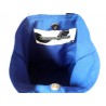 Sac de toilette coton glam noir&blanc, simili bleu roi, trousse maquillage, chouchou - Intérieur du sac
