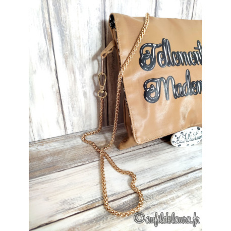 Pochette GUESS Noire Simili Cuir Autruche - Chaînette Métal - Très Bon État