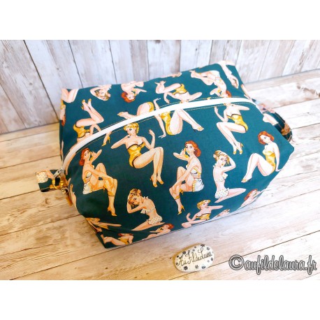 Sac à main et trousse de toilette vintage - Cuir, Laiton