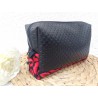 Trousse de toilette noire capitonnée avec chouchou – Fait main France