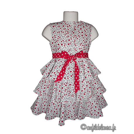 Robe Fille GB Blanche à Volants Floraux - Taille 12 - Occasion Très Bon État - Pour Cérémonie Ou Fête