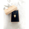 Collier tête de léopard dorée et zircon - présenté dans son écrin