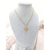 Collier abeille dorée et zircons - porté sur buste gris