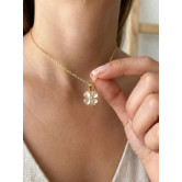 Collier trèfle doré et blanc