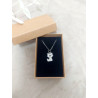Collier petit chat en zircons - présenté dans son écrin