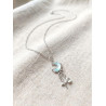 Collier lune argentée et étoiles - détail du pendentif