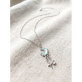 Collier lune argentée et étoiles
