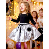 Jupe satin gris argent doublée de tulle noir