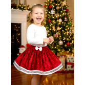 Jupe velours rouge doublée d'organza blanc