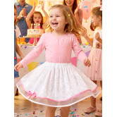 Jupe velours blanc doublée de tulle rose