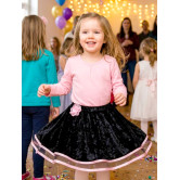 Jupe velours noir doublée de tulle rose