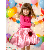 Jupe satin rose pâle doublée de tulle bordeaux